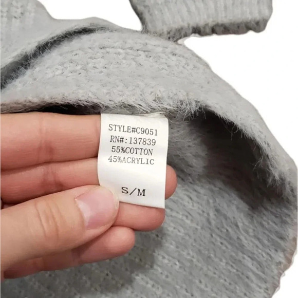 Debut Gray Fuzzy Knit Faux Wrap Sweater S - Picture 3 of 4